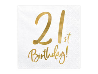 Paper napkins - 21st Birthday! - White - 33x33cm - 20 pieces