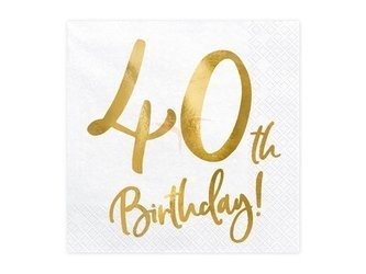 Paper napkins - 40th Birthday! - White - 33x33cm - 20 pieces