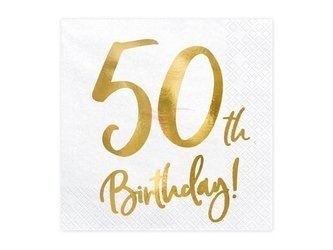 Paper napkins - 50th Birthday! - White - 33x33cm - 20 pieces