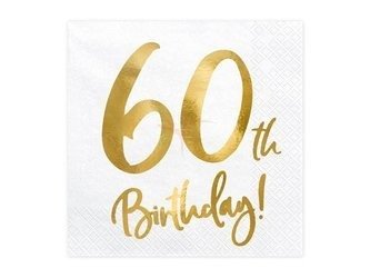 Paper napkins - 60th Birthday! - White - 33x33cm - 20 pieces