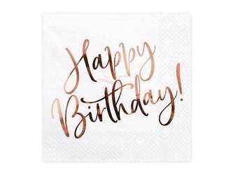 Paper napkins - Happy Birthday - White - 20 pieces