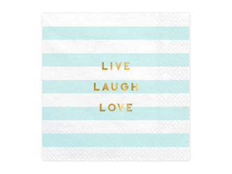 Paper napkins - Live Laugh Love - Light blue - 20 pieces