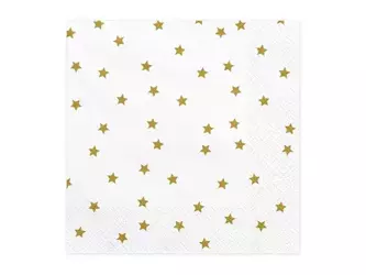 Paper napkins - White with gold stars - 20 pieces