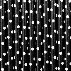 Paper straws - Black with white dots - 10 pieces