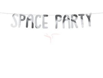 Party Banner - Space Party - Silver - 13 x 96 cm