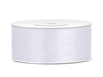 Satin ribbon - White - 25 mm x 25 m