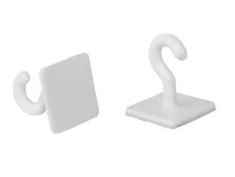 Self-adhesive plastic hooks - White - up to 1kg - 20 pcs