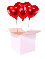 Set of inflated helium balloons - 3 hearts red