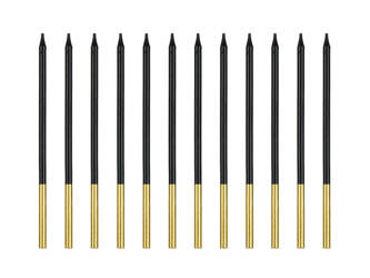 Smooth Birthday Candles - Black - 14cm - 12 pieces