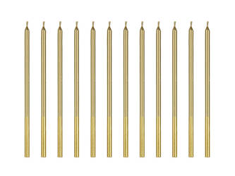 Smooth Birthday Candles - Gold - 14 cm - 12 pieces