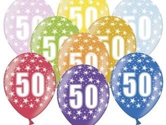 Strong 30cm Balloons - 50th Birthday - Metallic Mix - 6 pieces