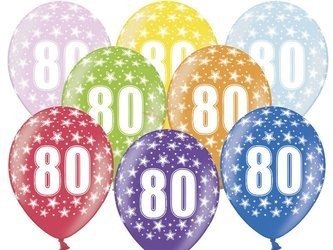 Strong 30cm Balloons - 80th Birthday - Metallic Mix - 6 pieces