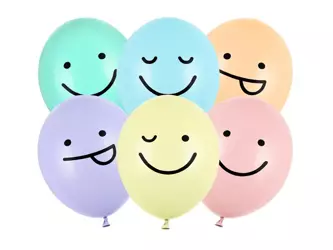 Strong 30cm Balloons - Smileys - MIX - 6 pcs