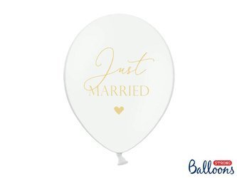 Strong 30cm balloons - Just Married ♥ - Pastel White - 50 pcs.