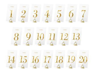 Table numbers - Transparent - Gold - 20 pieces