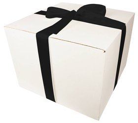 WHITE CARDBOARD BOX - with black ribbon - 40x40x30cm