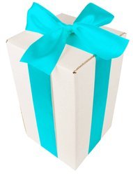 WHITE CARDBOARD BOX - with blue ribbon - 25x15x15cm