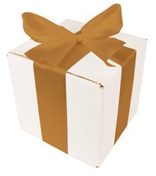 WHITE CARDBOARD BOX - with light gold ribbon - 15x15x15cm