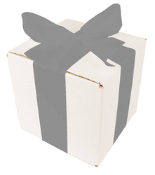 WHITE CARDBOARD BOX - with silver ribbon - 15x15x15cm