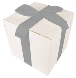 WHITE CARDBOARD BOX - with silver ribbon - 25x25x25cm