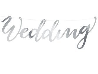 Wedding banner - 16.5 x 45 cm - silver