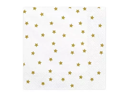 Paper napkins - White with gold stars - 20 pieces