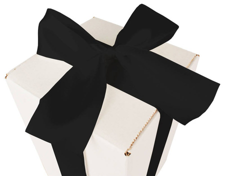 WHITE CARDBOARD BOX - with black ribbon - 25x15x15cm