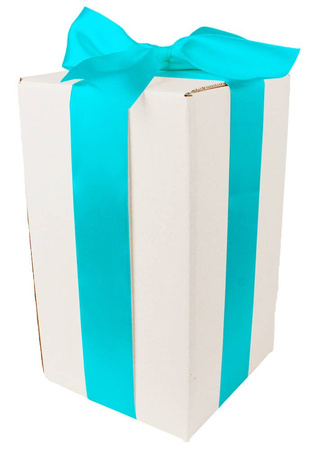 WHITE CARDBOARD BOX - with blue ribbon - 25x15x15cm