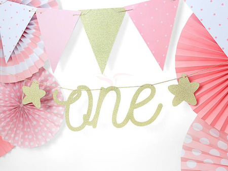 Banner for Birthday - One - Glitter - Gold - 11,5 x 50 cm