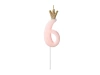 Crown candle - number 6 - pink - 9.5cm