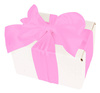 WHITE CARDBOARD BOX - with pink ribbon - 13x10x8cm