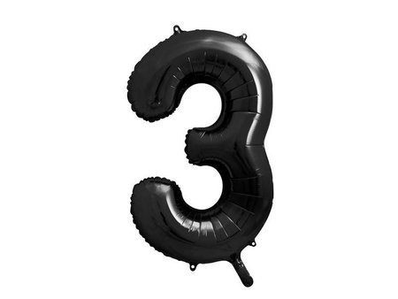 Foil balloon - Number "3" - Black - 86 cm