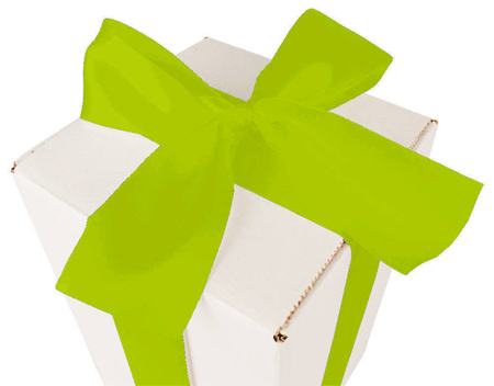 WHITE CARDBOARD BOX - with green ribbon - 25x15x15cm