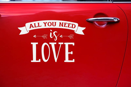 Wedding sticker for car - All You Need Is Love - 33 x 45 cm