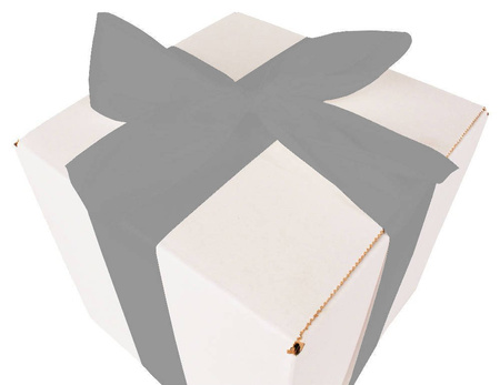 WHITE CARDBOARD BOX - with silver ribbon - 20x20x20cm