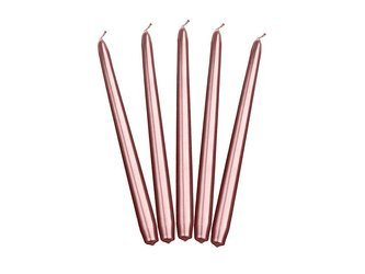 Metalized cone candle - 24 cm - rose gold - 10 pcs.