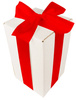 WHITE CARDBOARD BOX - with red ribbon - 25x15x15cm