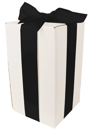 WHITE CARDBOARD BOX - with black ribbon - 25x15x15cm