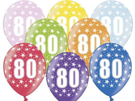 Strong 30cm Balloons - 80th Birthday - Metallic Mix - 50 pieces