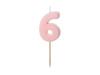 Birthday candle - Number 6 - light pink - 5,5cm - 1pc.