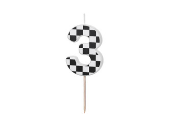 Birthday candle - Number 3 - Checkerboard - 5.5cm