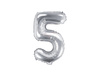 Foil balloon - Number "5" - Silver - 35 cm 