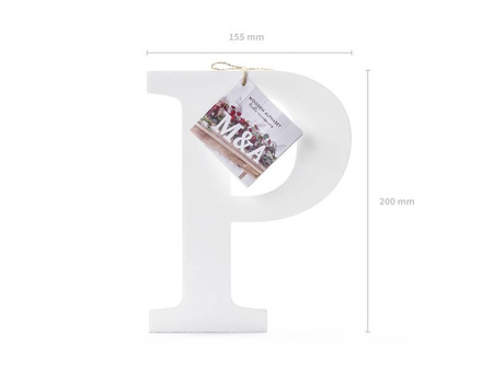 Wooden letter P - White - 15.5 x 20 cm