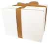 WHITE CARDBOARD BOX - with light gold ribbon - 40x40x30cm