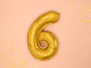 Foil balloon - Number "6" - Gold - 35 cm 