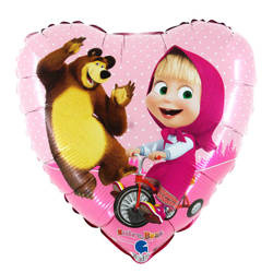 Foil Balloon "Masha and the Bear" - Masha on a bike 18"