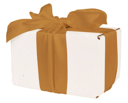 WHITE CARDBOARD BOX - with gold ribbon - 13x10x8cm