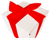 WHITE CARDBOARD BOX - with red ribbon - 20x20x20cm