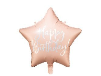 Foil balloon - Happy Birthday star! - Powder Pink - 40 cm