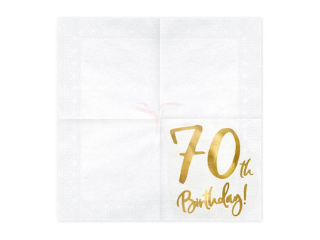 Paper napkins - 70th Birthday! - White - 33x33cm - 20 pieces